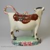 Yorkshire type pearlware pottery cow creamer, circa 1820