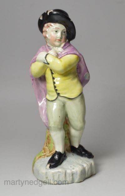 Staffordshire pearlware pottery figure of 'Winter', circa 1820