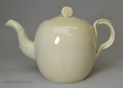 Creamware pottery teapot, circa 1770