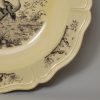 Very large creamware pottery shallow bowl printed with exotic birds, circa 1780 probably Wedgwood