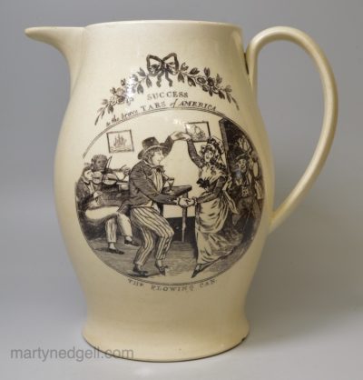 Commemorative creamware jug, Washington and American Tars, circa 1800
