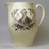 Wedgwood creamware pottery commemorative jug Admiral Keppel and 'Success to the Colerain Volunteers, circa 1780