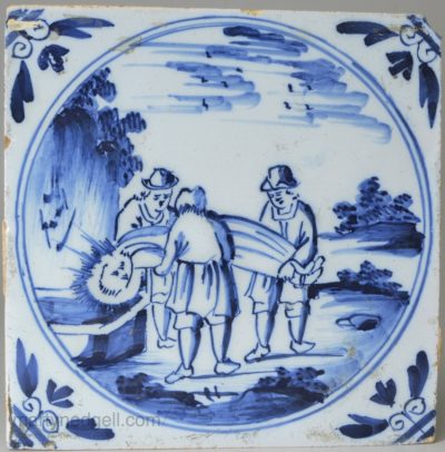 London delft biblical tile, the Entombment, circa 1750