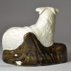 Pearlware pottery sheep and lamb decorated with colours under the glaze, circa 1800
