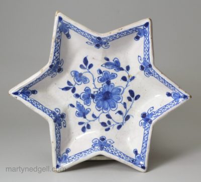 London delft star shaped sweet meat dish, circa 1740