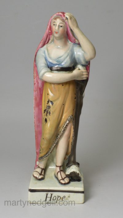 Staffordshire pearlware pottery figure of 'Hope', circa 1800