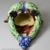 Creamware pottery goat head wall pocket, Thomas Sergent, France, circa 1880