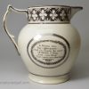 Commemorative pearlware pottery jug Sir Francis Burdett Reform, circa 1832