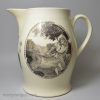 Commemorative creamware jug Mrs Clarke scandal, circa 1810