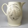 Commemorative creamware jug Mrs Clarke scandal, circa 1810