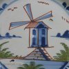 London Delft polychrome windmill pancake plate, circa 1750