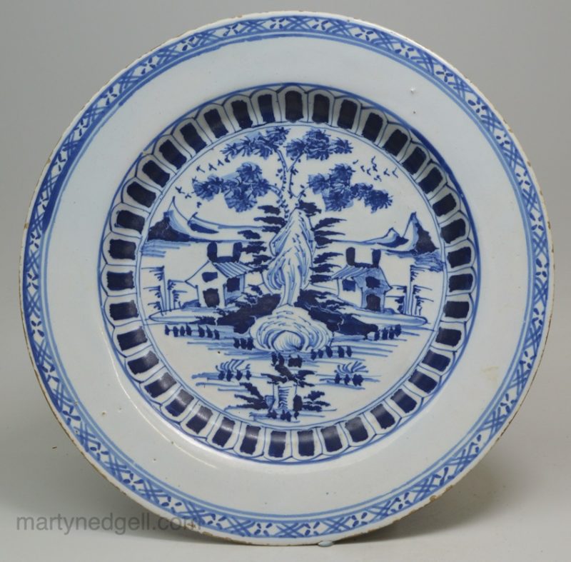 London delft plate, circa 1760
