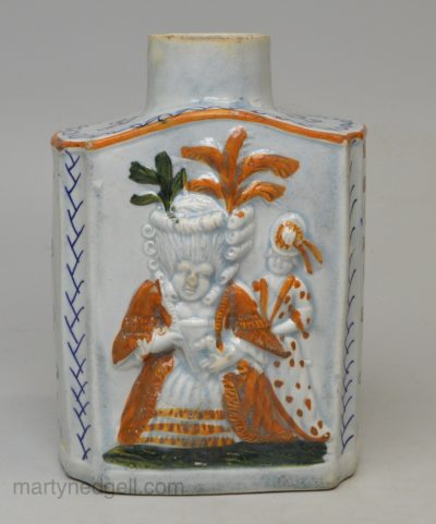 Prattware pottery 'Macaroni' tea canister, circa 1820