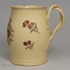 Creamware pottery mug painted in overglaze enamels, circa 1770