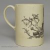 Commemorative creamware mug decorated with a print of Queen Charlotte, circa 1780