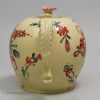 Creamware pottery teapot decorated with enamels over the glaze, circa 1770, possibly Cockpit Hill