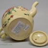 Creamware pottery teapot decorated with enamels over the glaze, circa 1770, possibly Cockpit Hill