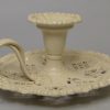 Creamware pottery pierced chamber stick, circa 1920