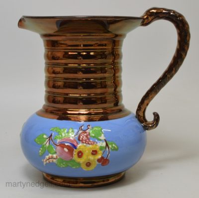 Copper lustre jug, circa 1840