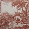 Liverpool delft tile decorated with a Sadler Aesop's label print 'The Lion and the Frog', circa 1770
