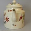 Creamware pottery teapot painted with overglaze enamels, circa 1780