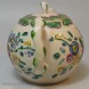 Staffordshire white salt glaze teapot decorated with enamels, circa 1760