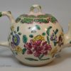 Staffordshire white salt glaze teapot decorated with enamels, circa 1760
