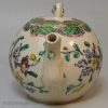 Staffordshire white salt glaze teapot decorated with enamels, circa 1760