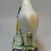 Pair of Yorkshire type prattware sheep with attendants, circa 1820