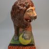 Staffordshire pearlware pottery Medici lion pearlware body with overglaze enamels, circa 1820