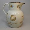 Large prattware pottery farming jug, circa 1820