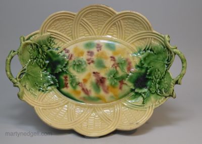 Creamware pottery dish decorated with Whieldon type colours under the glaze, circa 1770