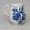Worcester Porcelain bell shaped jug printed with flowers from the natural sprays group, circa 1775