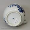 Worcester Porcelain bell shaped jug printed with flowers from the natural sprays group, circa 1775