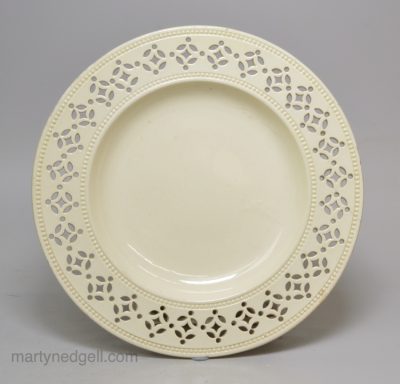 Small pierced creamware pottery plate, circa1780