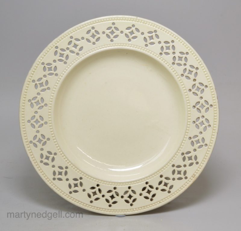 Small pierced creamware pottery plate, circa1780