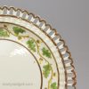 Set of 4 Creamware pottery arcaded plates painted with oak leaves and acorns, circa 1820