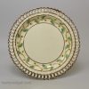 Set of 4 Creamware pottery arcaded plates painted with oak leaves and acorns, circa 1820