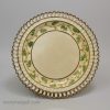 Set of 4 Creamware pottery arcaded plates painted with oak leaves and acorns, circa 1820