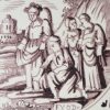 Dutch Delft biblical tile, circa 1750 Moses and the bullrushes