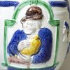 Large pearlware pottery jug moulded with 'Shakespeare Poet, Spendthrift and The Miser, circa 1800