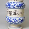 Savona tin glazed albarello, circa 1750