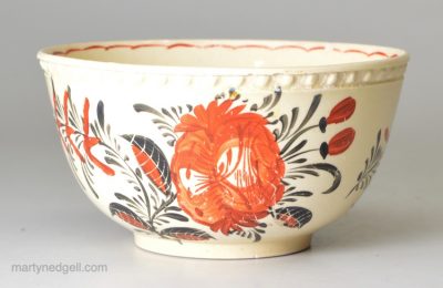 Creamware pottery tea bowl, circa 1770 possibly Cockpit Hill Pottery