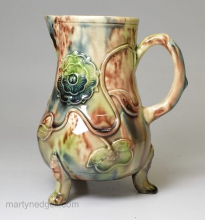 Creamware pottery jug decorated with Whieldon colours under the glaze, circa 1770