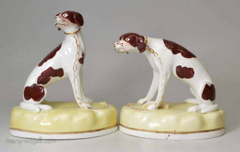 Pair of Staffordshire dismal hounds, circa 1840
