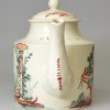 English creamware pottery teapot decorated in the Netherlands, circa 1780