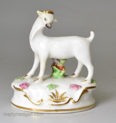 Staffordshire porcelain figure of a deer, circa 1840