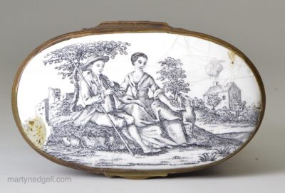 South Staffordshire enamel snuff box with a printed decoration, circa 1770