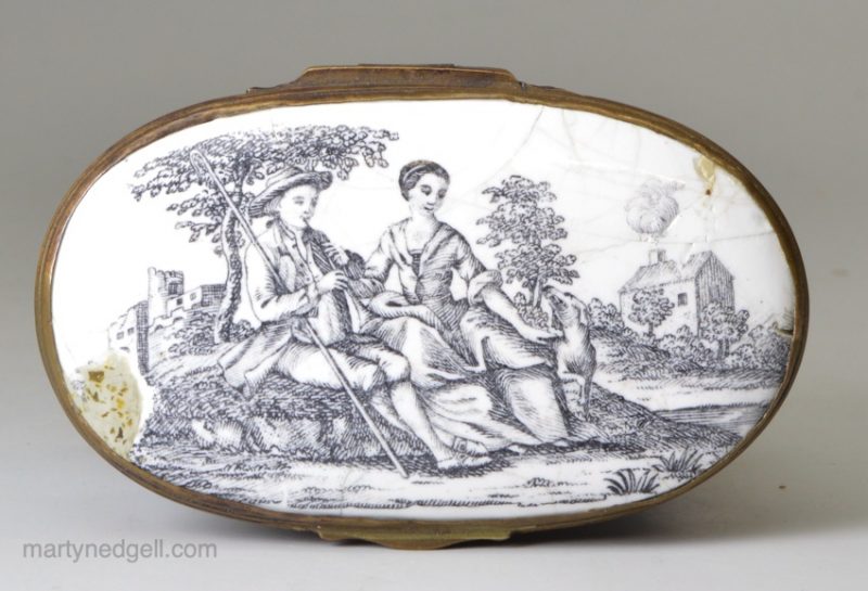 South Staffordshire enamel snuff box with a printed decoration, circa 1770
