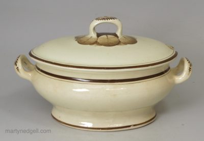Creamware pottery sauce tureen, circa 1800